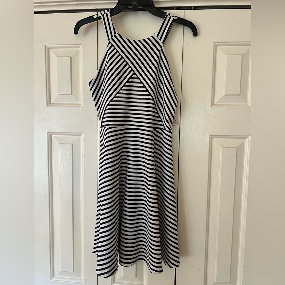 NWT Girls SZ 14 Dress Navy and White